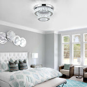 Crystal LED Ceiling Light 30cm, Modern Flush Mount Chandelier 30W