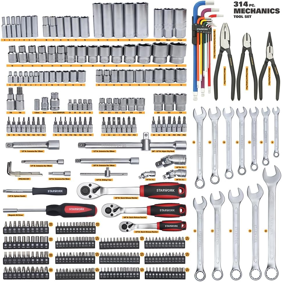 STARWORK 314-Piece Metric Mechanics Tool Set