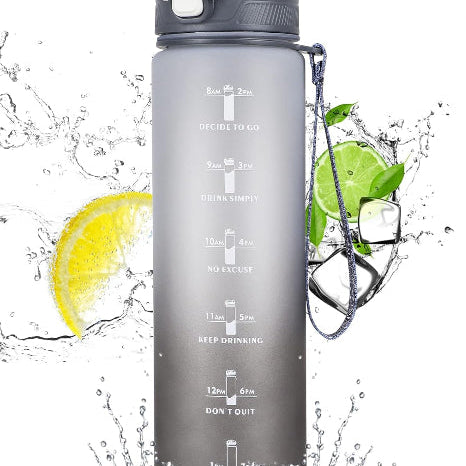 Motivational Sports Water Bottle – Leakproof BPA-Free Bottle with Straw & Time Markers