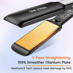 Professional Hair Straightener 42mm Wide Titanium Plates, Negative Ion, 11 Temps