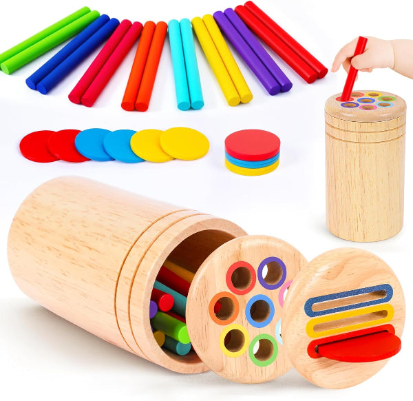Montessori Wooden Color Sorting Toy – Educational Sensory Travel Toy for Ages 1–3