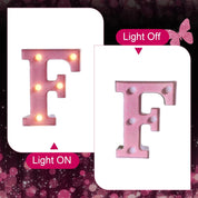 Pink LED Letter F Light – Warm Battery-Powered Night Light