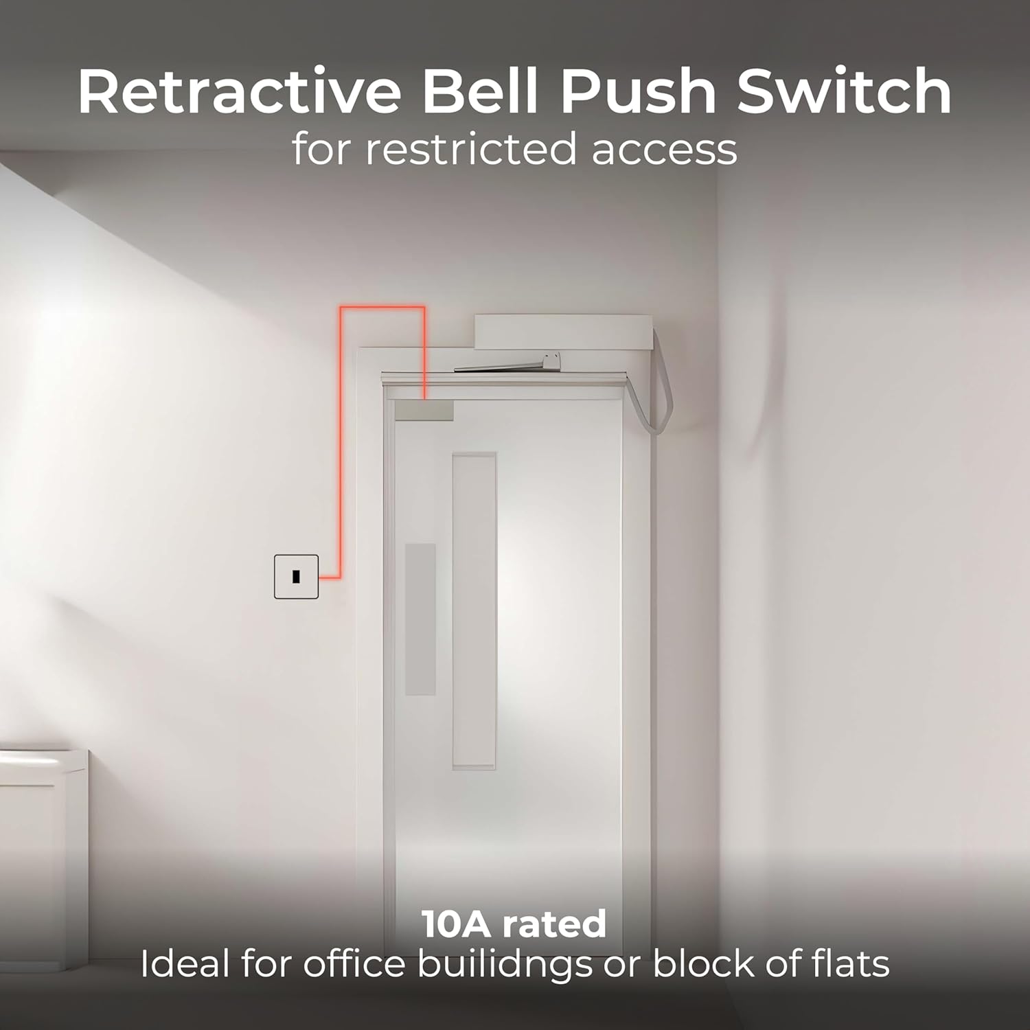 BG Electrical Single Retractive Bell Push Switch, Raised and Slim Profile, Round Edges, 1 Way, Nexus Metal, 10A, NBS14 (Pack of 2)