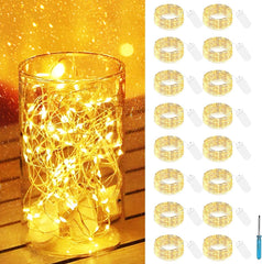 16 Pack 2M LED Fairy Lights Battery Operated, 20LED Small String Lights Mini Waterproof (Warm White)