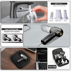 Portable Car Vacuum Cleaner 25000PA – Cordless Mini Handheld