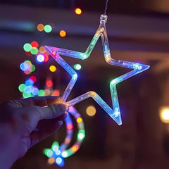 Ramadan Star Moon Curtain Lights – 138 LED Window String Lights with 8 Modes, USB & Battery Powered Multicolor Decor