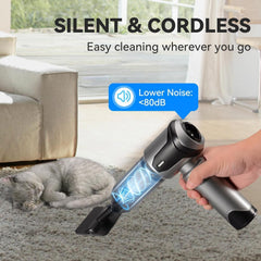 Handheld Vacuum Cleaner 22000Pa Powerful Cordless Silver Mini Vacuum