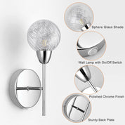 Modern Chrome Wall Lights Set with On/Off Switch