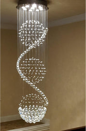 Luxurious Crystal Ball Chandelier - 138 Genuine Crystal Droplets Rainfall Design