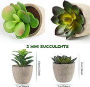 ALAGIRLS Set of 4 Small Artificial Potted Plants – Mini Eucalyptus, Rosemary & Succulents for Indoor Decor