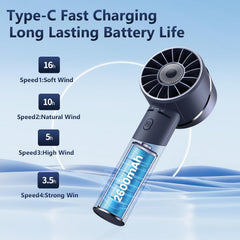 Handheld Fan, Mini Alloy Metal Personal Fan, USB Rechargeable High-Speed 16H Lasting Battery 4 Adjustable Speeds Portable Turbo Fan, Small Pocket Hand Fan for Travel, Summer Gift (White)