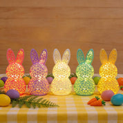 Lighted Easter Bunny Figurine Lamp – Hollow 3D Printed LED Rabbit Decorative Light