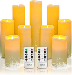 Set of 3 Waterproof LED Flameless Candles – Battery Operated, Flickering, Ivory Plastic with Remote and Timers, 5