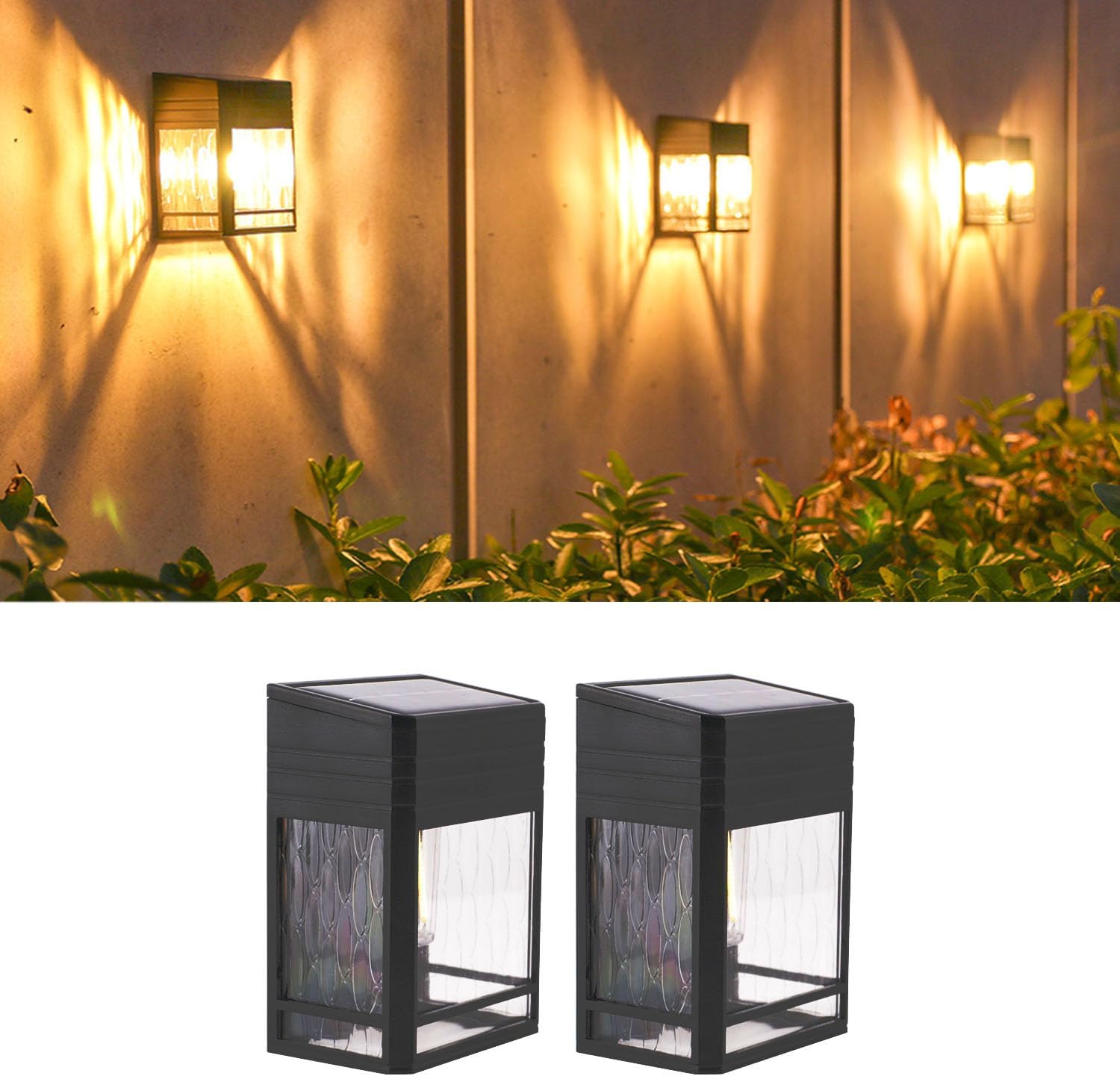 Solar Fence Lights Outdoor Garden, 4 PACK Solar Wall Light Outdoor Waterproof Solar Deck Lights for Fence Patio Decking Gate Yard Stair Decoration, Warm White 3000K