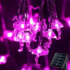 Solar String Lights, 21ft with 30 Pink Flamingo LEDs, Waterproof with 8 Lighting Modes, Fairy Lights for Garden, Patio, Terrace, Camping, and Christmas Decoration