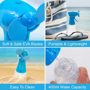 Benross 40239 Water Mist Spray Fan/Handheld Cooling Device/Portable For Holidays, Beach Trips, Sports Events, Office Use & Travel Use/Blue Colour