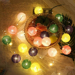 AllForYou 20 LED Cotton Ball Garland Lights – Fairy String Lights for Christmas, Holiday, Wedding, and Home Decoration