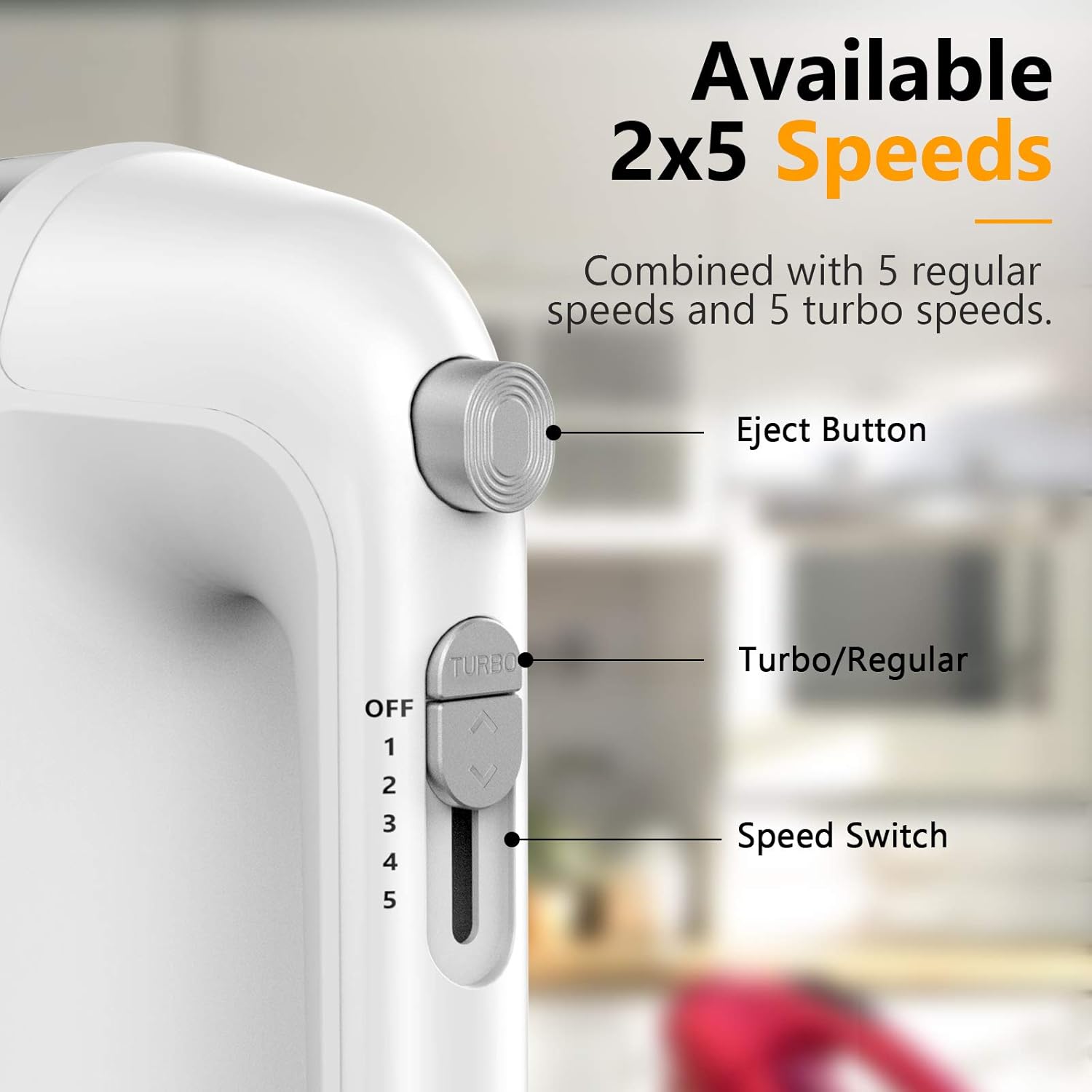 LILPARTNER 450W Electric Hand Mixer with Scale Cup & Storage Case – Silver White