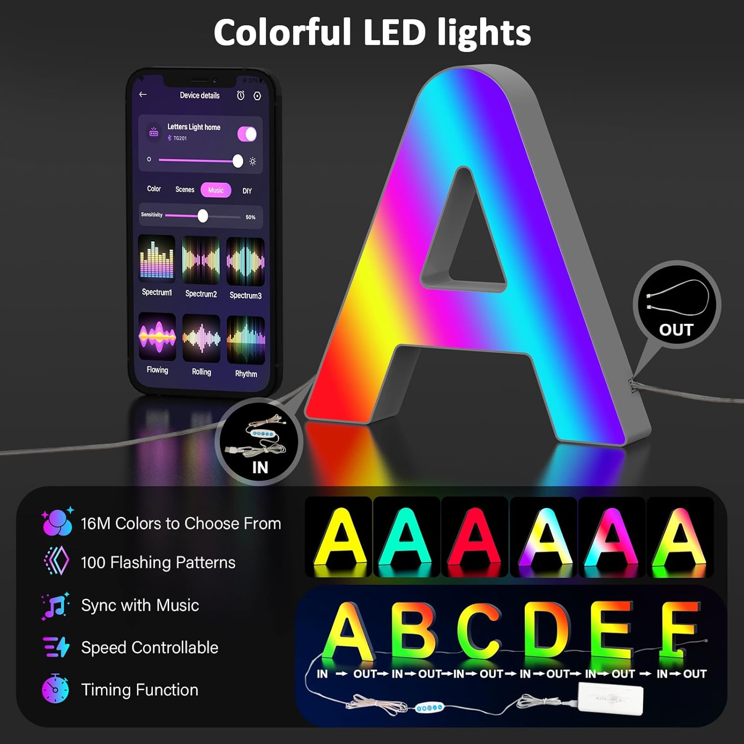 LED Letter A USB Colour Changing Night Light