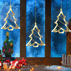 3PCS Snowflake Christmas Window Lights, Battery Operated with Suction Cups, Fairy Lights for Indoor and Outdoor Decorations