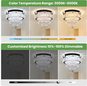 11.8" Crystal LED Ceiling Light Modern Dimmable Flush Mount Chandelier