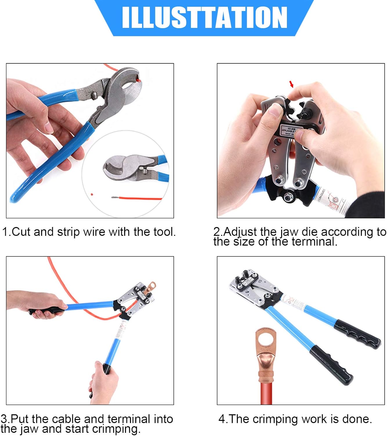 Battery Cable Lug Crimping Tool Kit 42Pcs