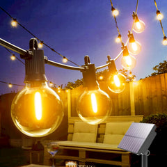 Kawaya 25FT Outdoor String Lights - Dimmable LED Festoon Lights, IP65 Waterproof, Soft White, 12+1 Bulbs for Garden and Party Decor