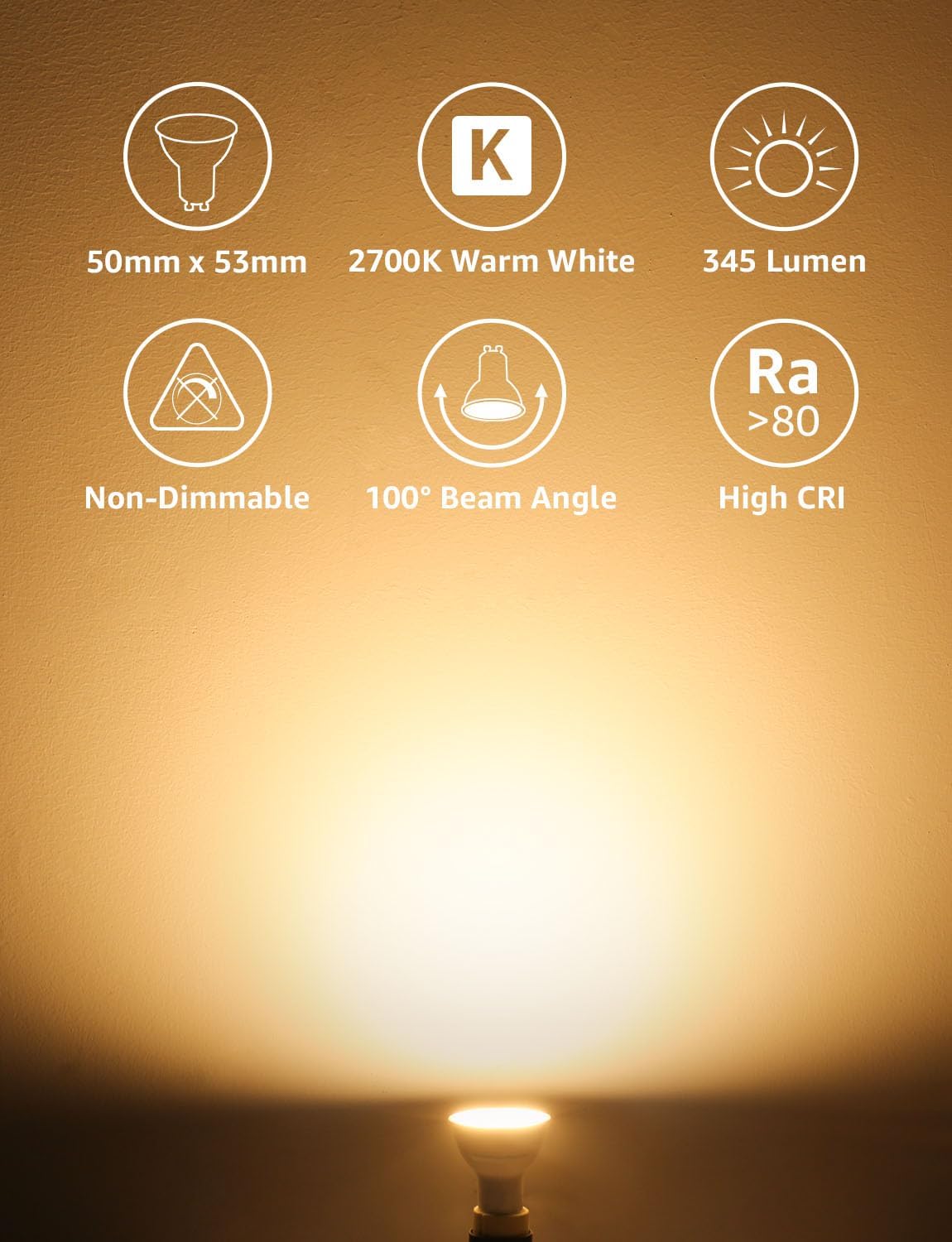 GU10 LED Bulbs Warm White 4.5W 2700K Pack of 5