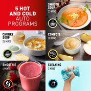 Tefal Easy Soup & Smoothie Maker 1.2L – 5 Programs, Auto Clean, 1000W, Digital Control, Stainless Steel Jug