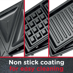 Sensio Home 3-in-1 Waffle, Sandwich & Panini Maker – Interchangeable Plates