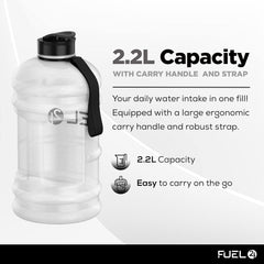 2.2L Water Jug – Extra Strong Drop-Proof Sports Bottle with Pop & Straw Cap, BPA-Free