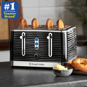Inspire 4 Slice Toaster 1800W Black High Gloss, Extra Wide Slots, 6 Browning Levels, Lift & Look, Reheat, Frozen & Cancel Functions