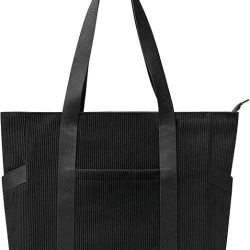 Large Tote Bag with Zipper & 6 Pockets – Fits 16-Inch Laptop, Perfect for Work, School & Travel