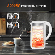 Taylor Swoden 1.5L Electric Kettle – Double Wall Insulated Cordless Kettle, 2200W Fast Boil, Cool Touch, Quiet Boiling, White
