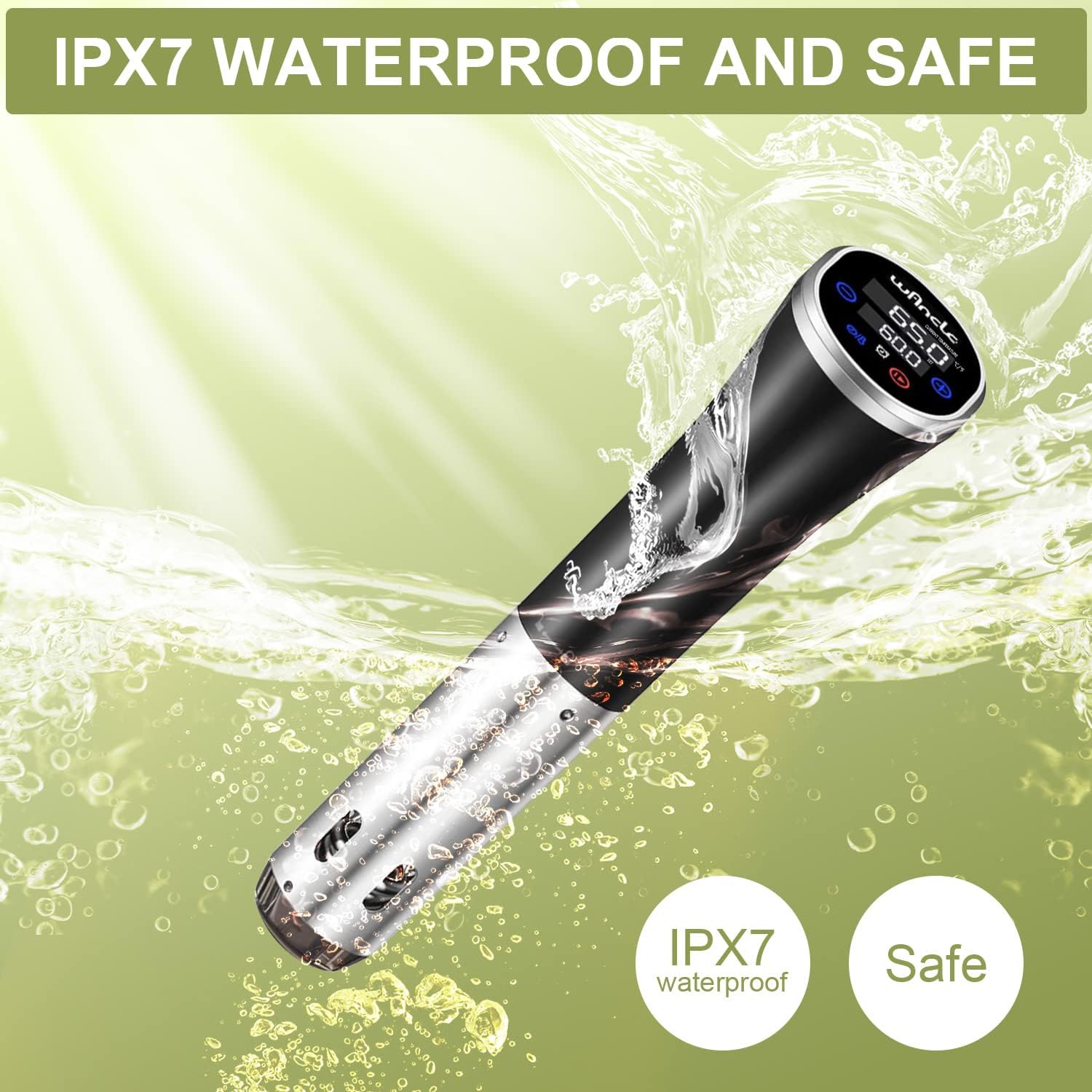 Wancle Sous Vide Precision Cooker 1100W IPX7 Waterproof Immersion Circulator – Black