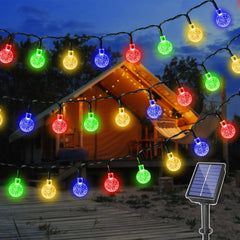 Solar Lights Outdoor Garden, 12m 100 LEDs Waterproof Solar Crystal Ball Fairy Lights, 8 Modes Multi-Colored Globe String Lights Solar Powered for Outside Indoor Gazebo Wedding Party Decorations