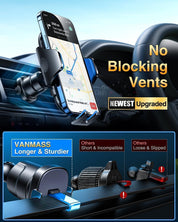 VANMASS Blue Car Phone Holder [Upgraded Suction & Clip] Universal Mount