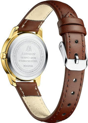 Elegant Women’s Analog Quartz Watch – Waterproof Leather Strap Ladies Wristwatch