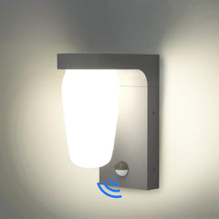 LED Wall Light with Motion Sensor: Outdoor Main Powered, IP44 Waterproof, 4000K for Garden, Garage, Hallway, E27 Bulb