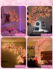 LED Cherry Blossom Vine Wall Lights with Remote and Timer, 144 LED Fairy Branch Lights for Bedroom Wall Art and Indoor Christmas Décor
