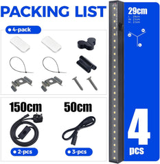 Packing list for LED light strips with components and packaging details.