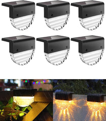 KALAHOL 6-Pack Solar Fence Lights - IP65 Outdoor Deck Lights with Auto ON/OFF, Warm White & Color Changing, Ideal for Pathway, Patio, and Stair Lighting