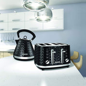Richards Vector 4 Slice Toaster, High Gloss Geometric Design, Defrost and Reheat, Variable Width Slots, Removeable Crumb Tray, Black, 248131