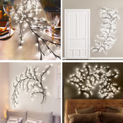 White LED Willow Vine Lights for Bedroom Wall Décor, 8ft Plug-In Twig Branch Lights with Remote Control for Indoor Home Decoration
