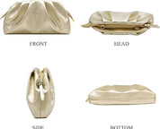 Cloud Clutch Bag for Women – PU Leather Pleated Dumpling Purse with Shoulder Strap