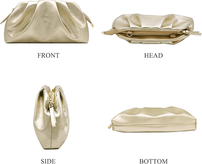 Cloud Clutch Bag for Women – PU Leather Pleated Dumpling Purse with Shoulder Strap