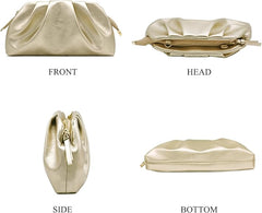 Cloud Clutch Bag for Women – PU Leather Pleated Dumpling Purse with Shoulder Strap