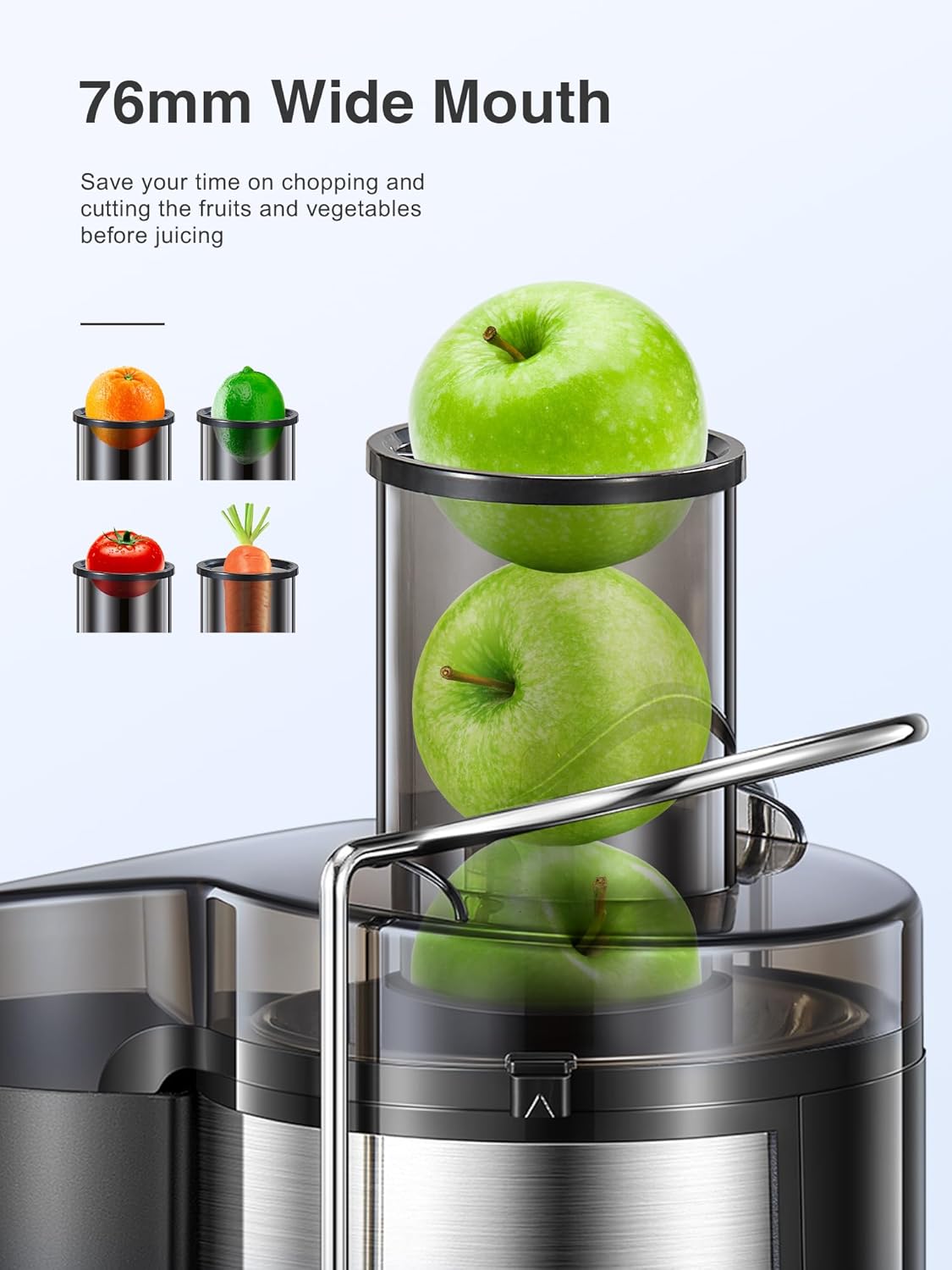 500W Centrifugal Juicer Machine with Wide Mouth Feed Chute, 2 Speeds