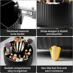 Rotating Makeup Organizer 360° – Cosmetic Brush & Skincare Holder for Vanity