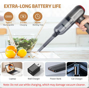 Powools Silver Handheld Cordless Vacuum Cleaner with LED Light
